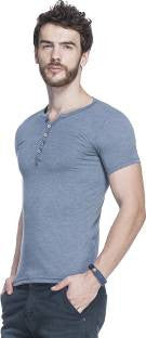 Tinted Solid Men's Henley Light Blue T-Shirt